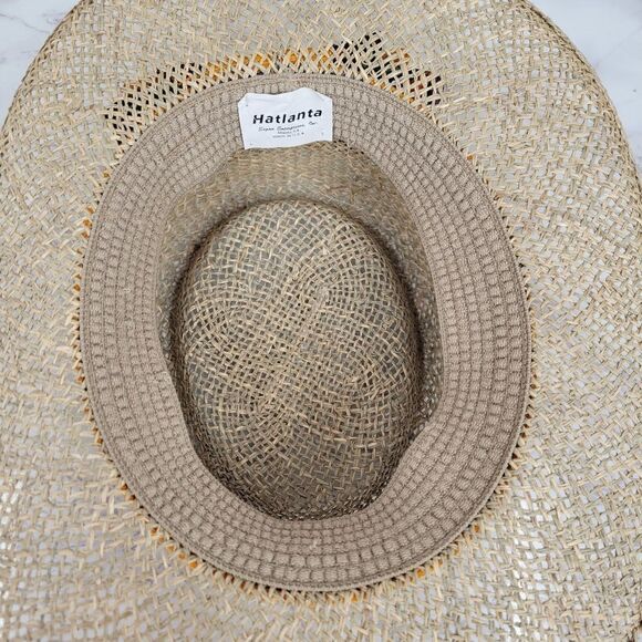 Hatlanta Vintage Straw Raffia Sun Hat Wide Brim Tropical Floral Band main image 4